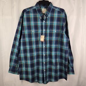 NEW Roper Mens Blue Western Long Sleeve Button Down Plaid Shirt Size 2XL